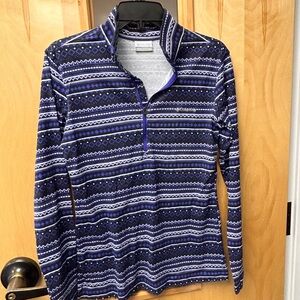 Columbia Navy and White Geometric Pullover medium